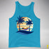 LGBTQ Progress Pride Hammock Summer Beach Sunset Premium Tank Top - Neon Blue